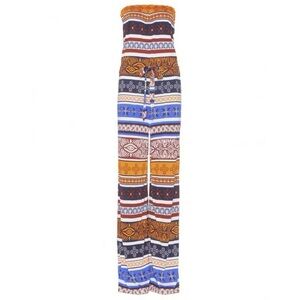 DIANE VON FURSTENBURG | DVF Strapless Tribal Print Wide Leg Jumpsuit 8